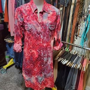 Western inspired tunic dress w/ pearl snaps